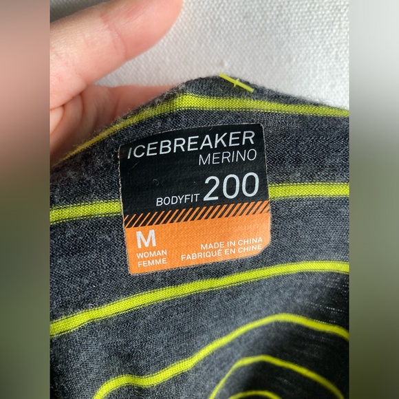 Icebreaker Merino 200 Shirt Womens Medium Long Sleeve Lightweight Gray Green - Picture 5 of 6